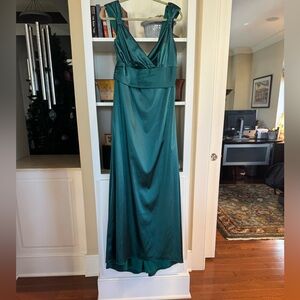 Dessy Collection Emerald Satin Dress
